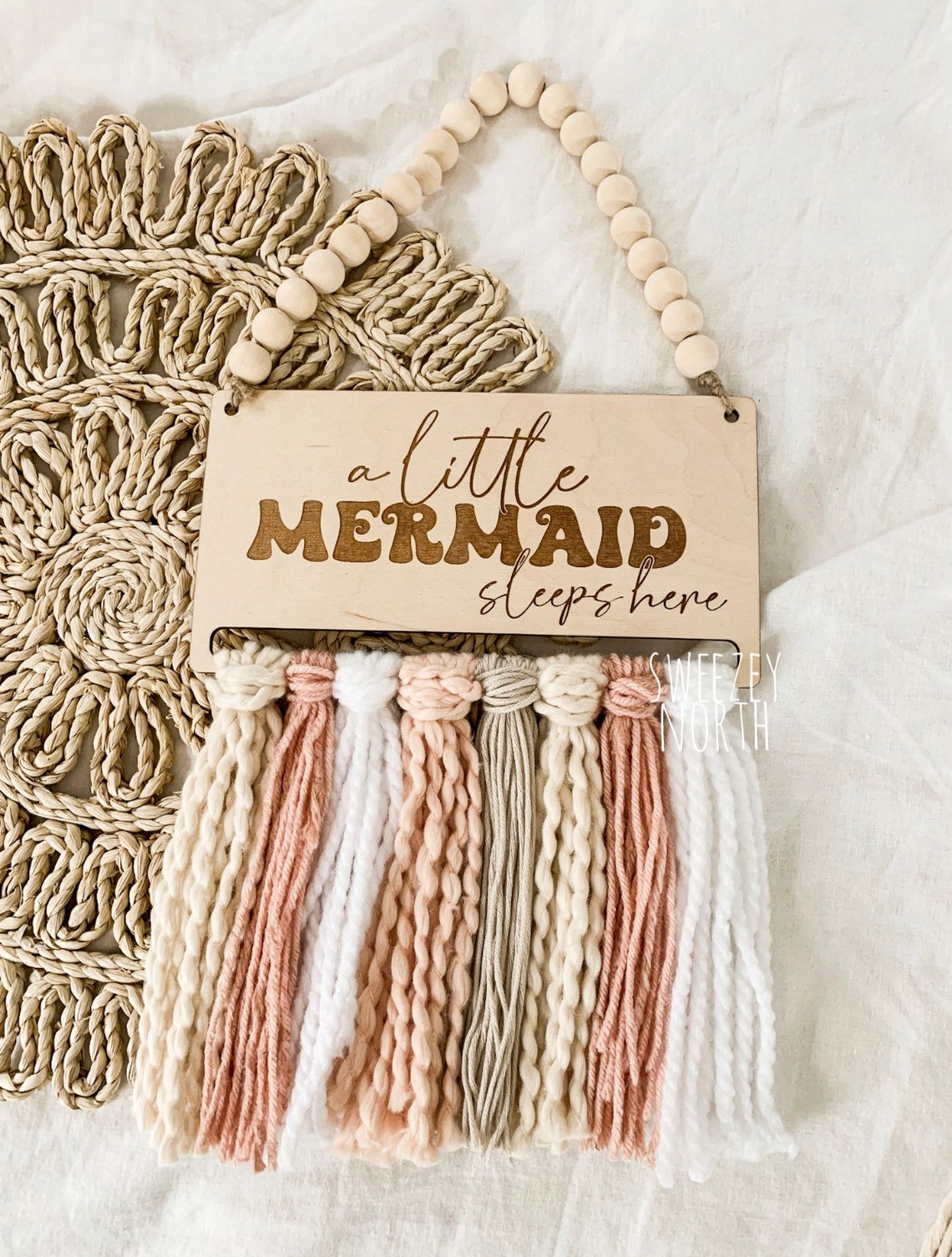 Little Mermaid Sleeps Here | Boho | Nursery Sign | Girls Room Decor ...