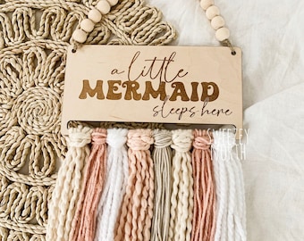 Little mermaid sleeps here | boho | nursery sign | girls room decor | nursery | mermaid nursery | mermaid decor | boho room decor