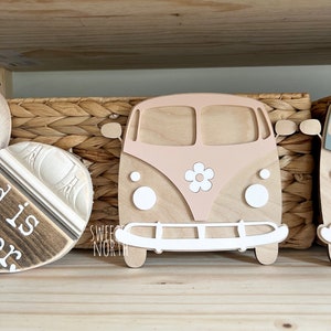 boho van shelf sitter | retro van decor | groovy van | beach theme decor | surf theme nursery | surf decor | no wake zone | little surfer