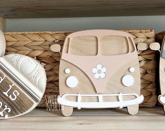 boho van shelf sitter | retro van decor | groovy van | beach theme decor | surf theme nursery | surf decor | no wake zone | little surfer