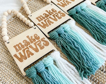 Make waves | coastal nursery | Beach nursery sign | ocean nursery decor | boys nursery | surf board | surf decor | boho room decor