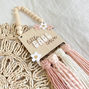 Little babe cave | boho girls decor | floral girls sign | nursery decor | macrame sign | babe cave | daisy sign | daisy room decor