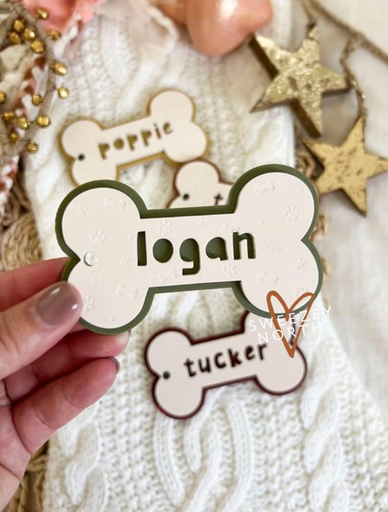 Dog Bone Ornament Dog Stocking Tag Pet Ornament Pet Stocking Tag