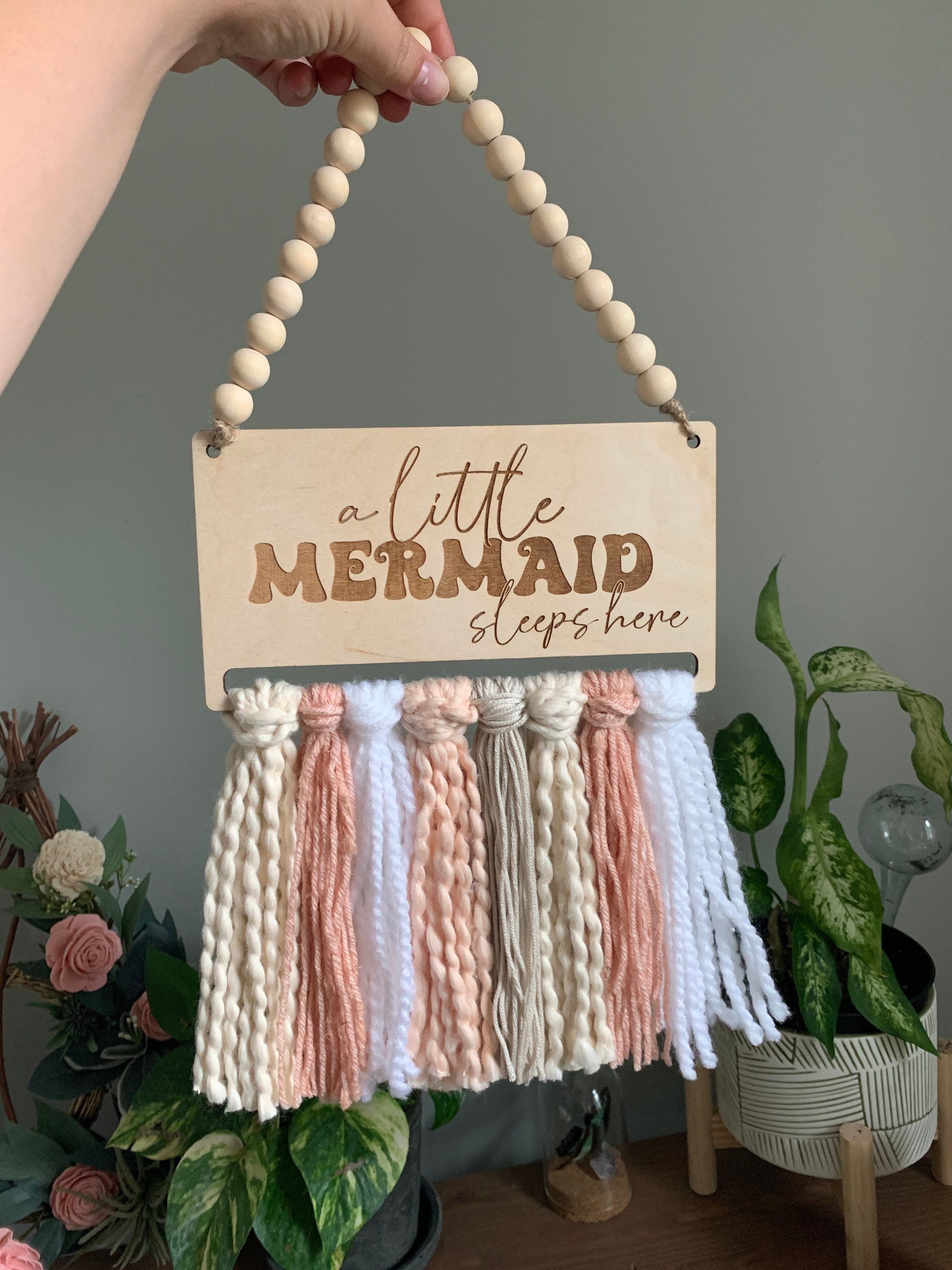 Little Mermaid Sleeps Here | Boho | Nursery Sign | Girls Room Decor ...