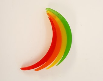 Vintage 80's Rainbow Moon Acrylic Plastic Pin--It's Rainbow Bananas!