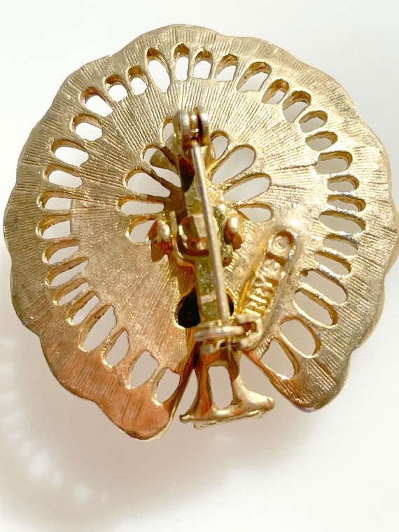 Sweet 1960's Peacock Brooch, Pin, Lapel Pin-Gold … - image 6