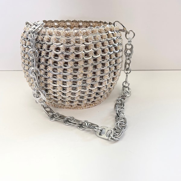 Sac-crochet à onglets soda pop super inhabituel fait à la main, cordon de serrage imprimé guépard intérieur, style Carrie Bradshaw, sangle de chaîne