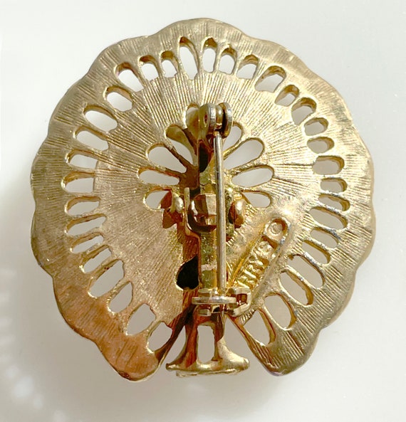 Sweet 1960's Peacock Brooch, Pin, Lapel Pin-Gold … - image 5