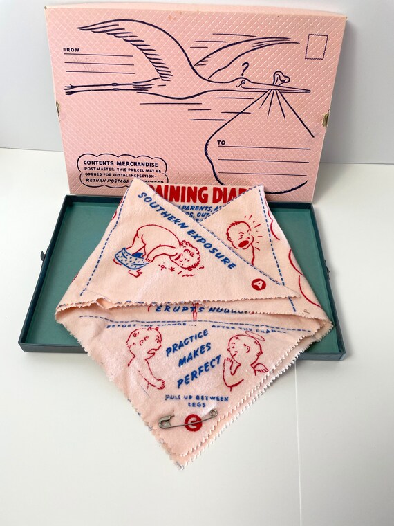 1950s Pink Flannel Baby Training Diaper Gag Giftby St. Pierre Etsy