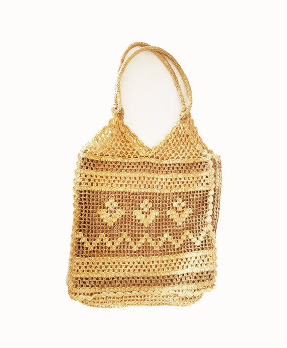Legit Vintage 1970s Macrame Bag, Hand Crochet Purs