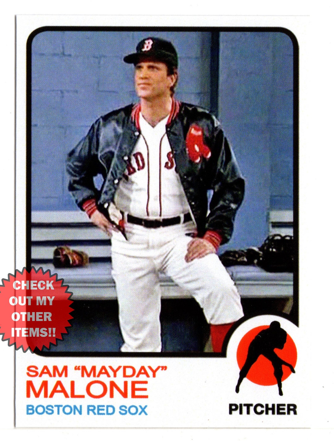 Sam Malone mayday Custom Baseball Card Ted Danson Cheers Boston Red Sox