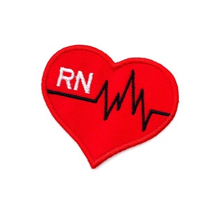 Embroidered Nurse Heart EKG Patch Iron-on Adhesive -Customize your own