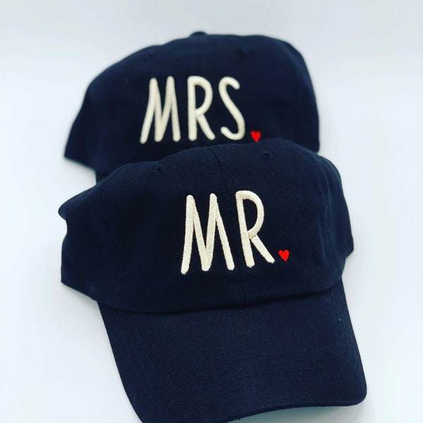 Mr & Mrs Trucker Baseball Hats - Bride & Groom Wedding Hats For Honeymoon, Engagement