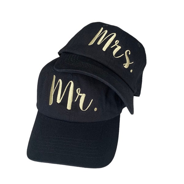 Mr & Mrs Trucker Baseball Hats - Bride & Groom Wedding Hats For Honeymoon, Engagement