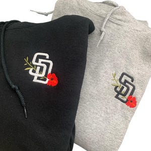 Embroidered SD Poppy Design ORIGINAL Left Chest Pullover Hoodie