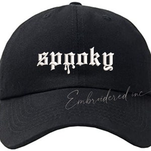 Embroidered Spooky Old English Dripping Dad Hat Halloween Bloody Drip