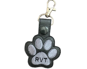 Brelok do kluczy RVT Paw Print Snap Tab, obrotowy hak, zapięcie na suwak