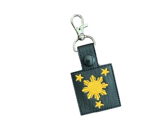 Filipino Sun and Stars Snap Tab Brelok do kluczy z suwakiem i obrotowym haczykiem