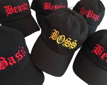 Embroidered Old English Name or Text Dad Hat