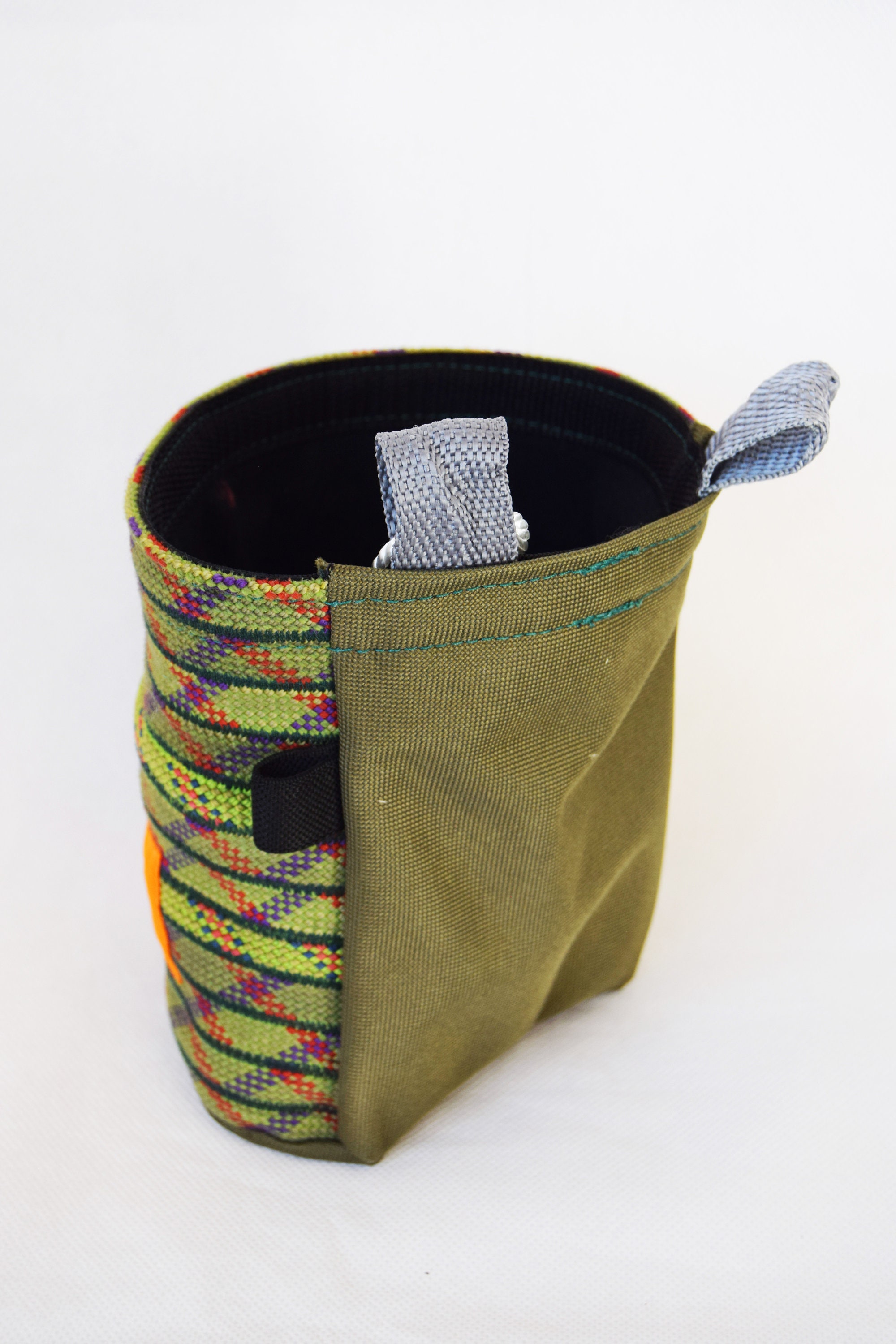 Green Recycled Rope Chalk Bag Repurposed Climbing Rope, Reusing