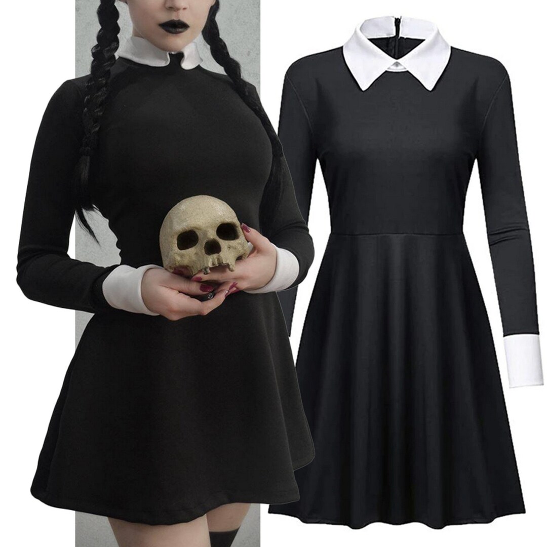 The Addams Family Cosplay Dress Wednesday Addams Costume - Etsy