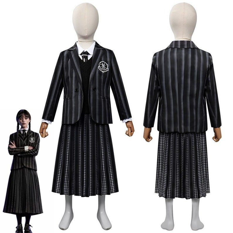 Kids Wednesday Addams Cosplay Costumes Schoolgirl Nevermore - Etsy