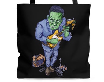 Frankenstein Guitar Monster Black Tote Bag