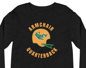 Green & Gold Armchair Quarterback Football Sunday Funday Couch Potato Long Sleeve T-Shirt