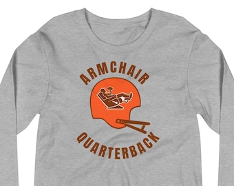 Brown & Orange Armchair Quarterback Football Sunday Funday Couch Potato Long Sleeve T-Shirt