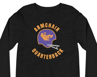 Purple & Gold Armchair Quarterback Football Sunday Funday Couch Potato Long Sleeve T-Shirt