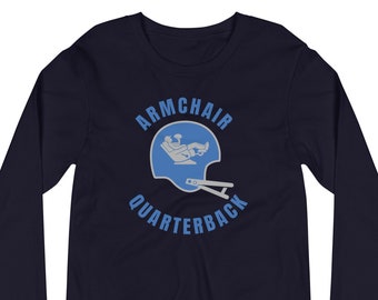 Blue Armchair Quarterback Football Sunday Funday Couch Potato Long Sleeve T-Shirt