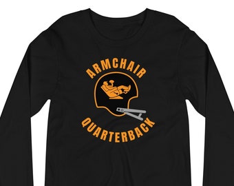 Black & Gold Armchair Quarterback Football Fan Sunday Funday Couch Potato Long Sleeve T-Shirt