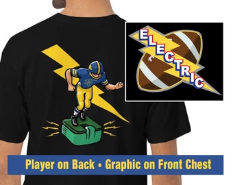 Electric Football Retro Football T-Shirt Print on Back with Graphic on Front