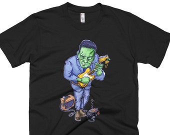 Frankenstein Electric Guitar Monster T-Shirt Cartoon Illustration