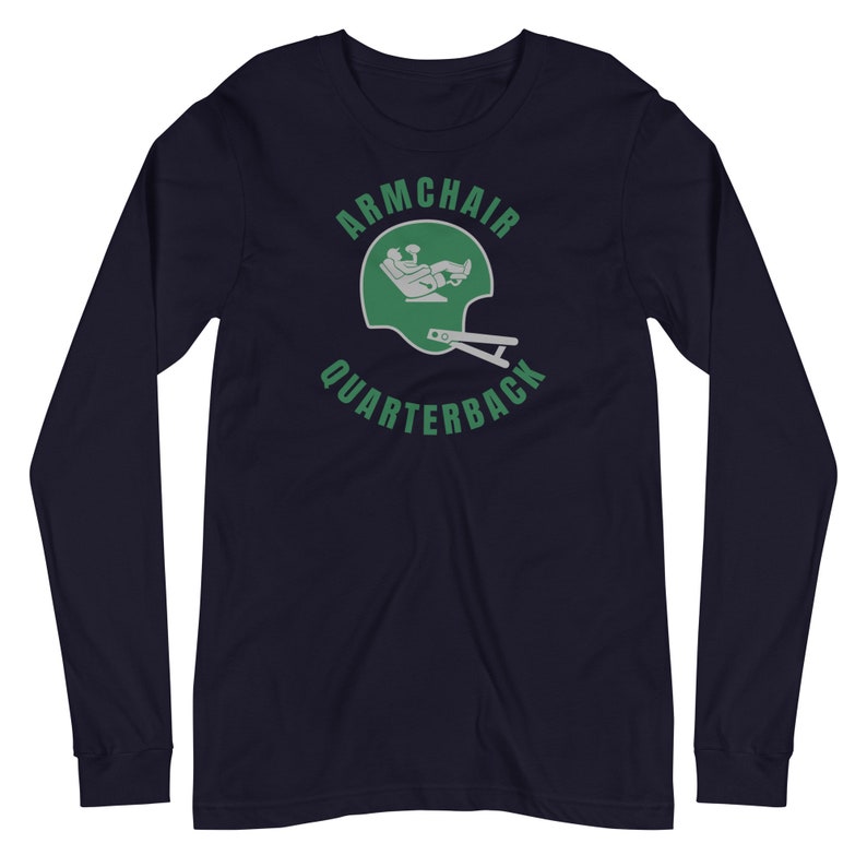 Green Armchair Quarterback Football Sunday Funday Couch Potato Long Sleeve T-Shirt