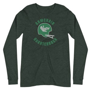 Green Armchair Quarterback Football Sunday Funday Couch Potato Long Sleeve T-Shirt