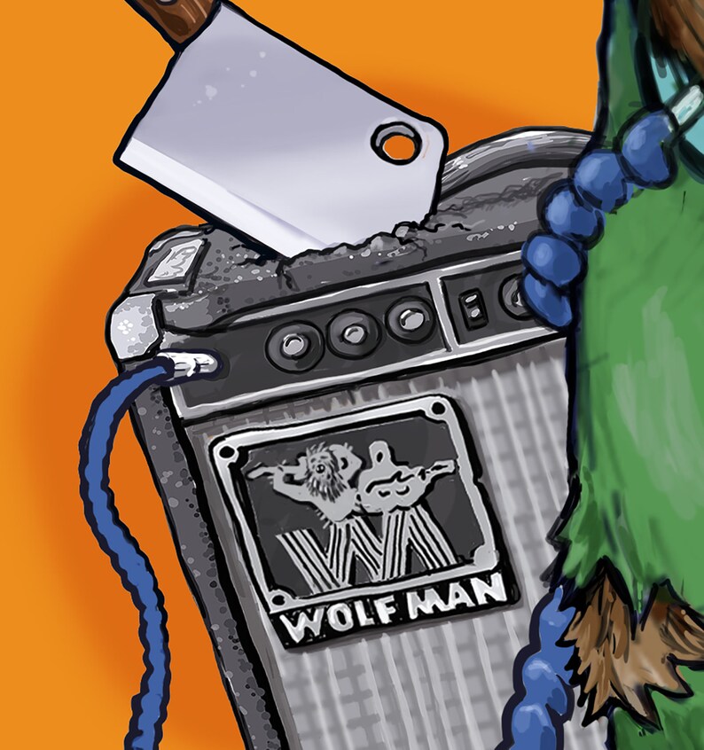 Werewolf T Shirt Electric Guitar Rocker Wolfman Monster image 3