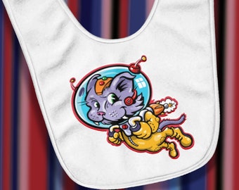 Astro Cat Fleece Baby Bib