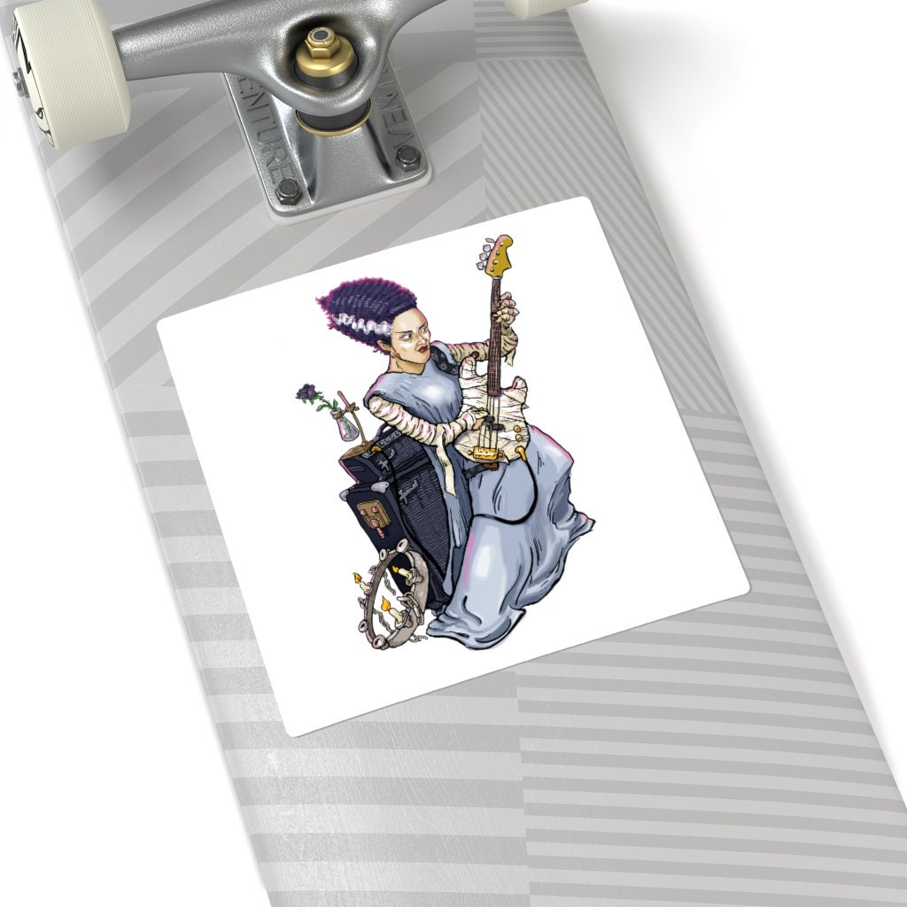 Bride of Frankenstein Rocker Monster Bass Guitar Square Stickers - Etsy