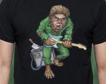 Werewolf T Shirt Electric Guitar Rocker Wolfman Monster