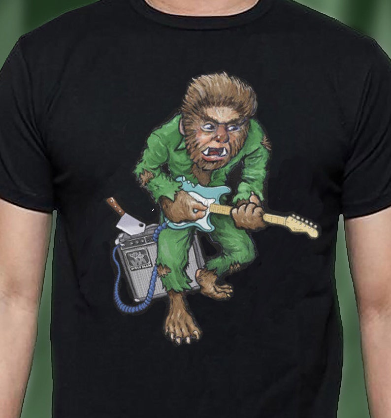 Werewolf T Shirt Electric Guitar Rocker Wolfman Monster image 1