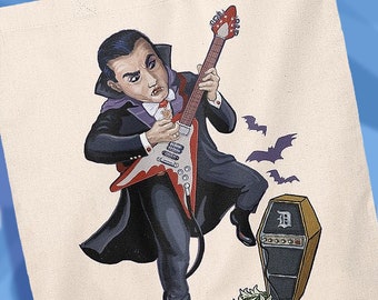 Dracula Flying V Guitar Vampire Tote Bag