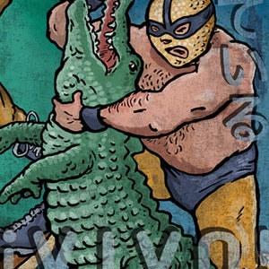 Lucha Libre Luchador Wrestler Grizzly Bear, Giant Rabbit, and Deadly Alligator image 7