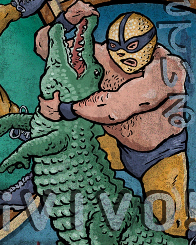 Lucha Libre Luchador Wrestler Grizzly Bear, Giant Rabbit, and Deadly Alligator image 7