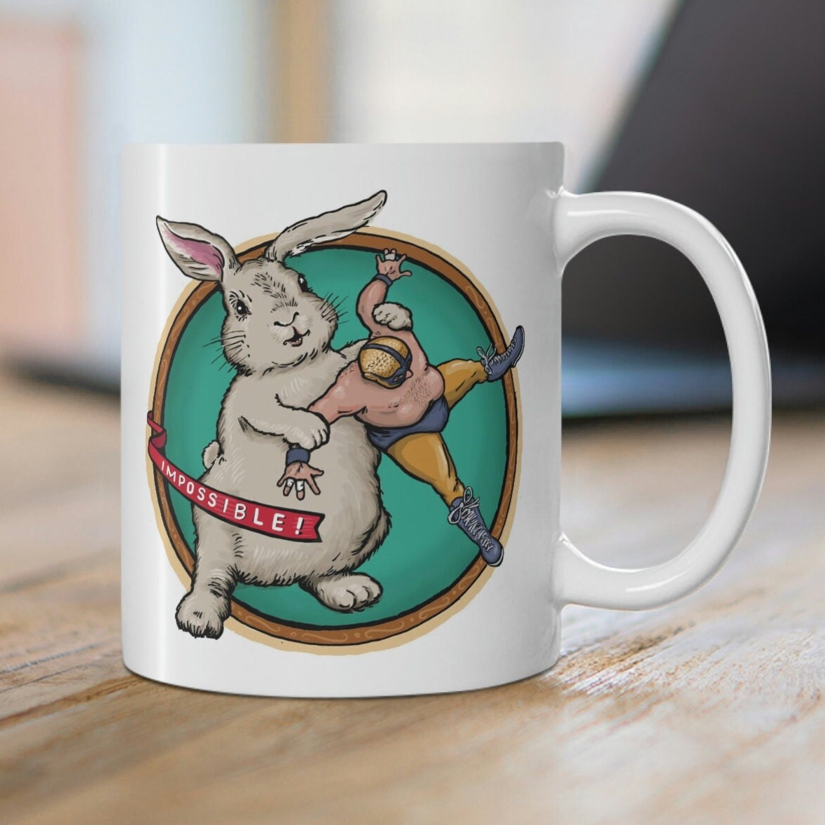 Lucha Libre Wrestling Giant Bunny Rabbit Mug Cup Comic Cartoon Coffee ...