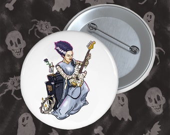 Bride of Frankenstein Monster Bass Guitar Custom Pin Buttons