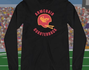 Football Sunday Funday Long Sleeve T-Shirt Red & Gold Armchair Quarterback Couch Potato Exclusive