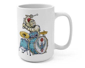 Monster Mug Mummy Drummer Drumset Rocker 15oz coffee, tea, hot chocolate