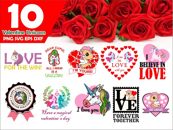 Valentine Unicorn Clipart Svg Files Love Svg Heart Svg Etsy