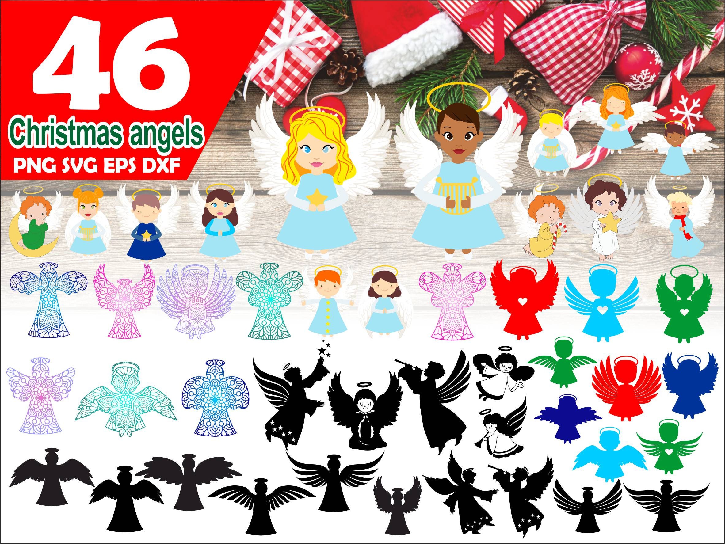 Download Christmas Angel Svg Files Angel Clipart Mandala Angel Svg Etsy
